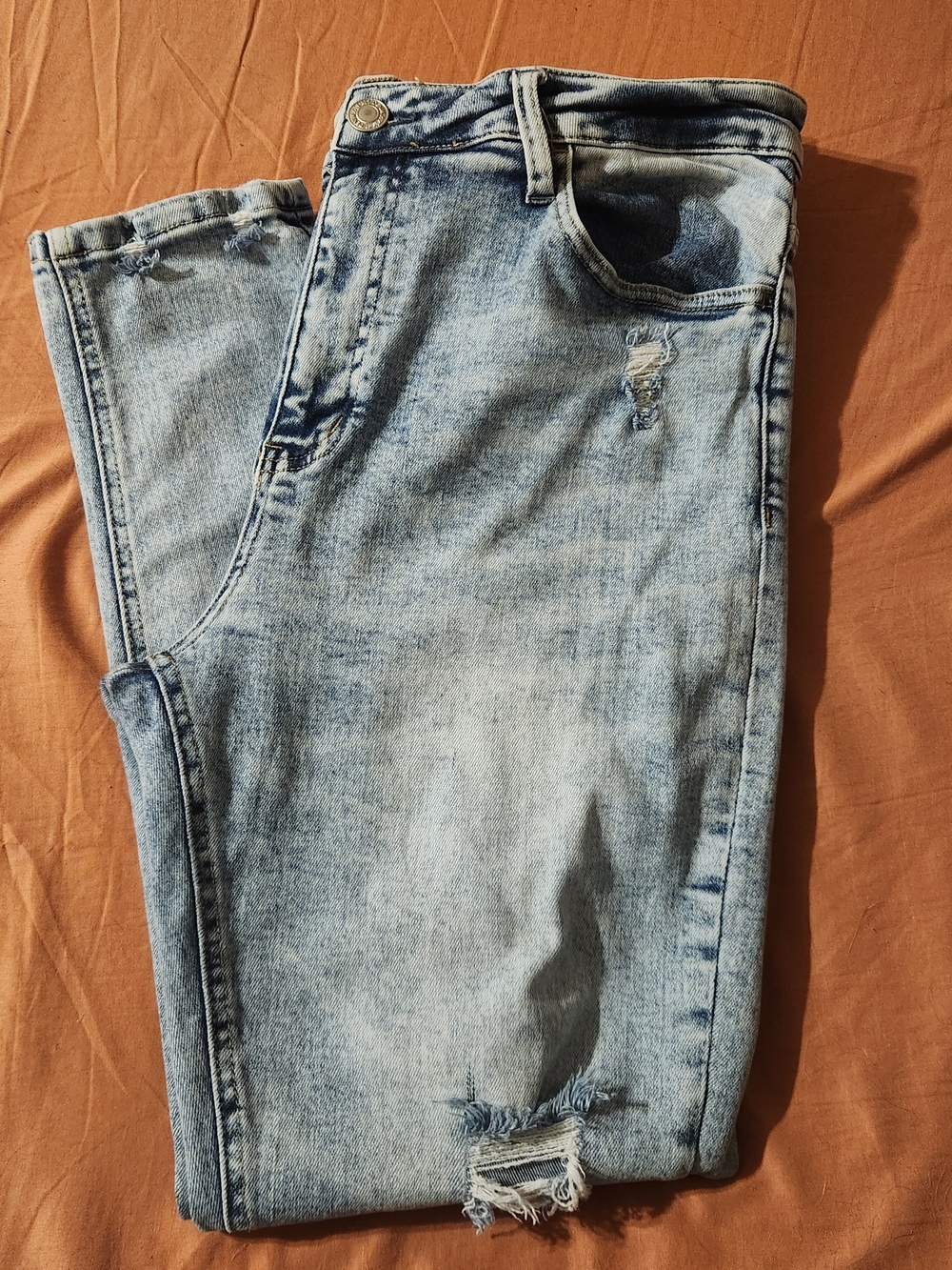 Women's VERVET Light Blue Stone Washed Skinny Jeans DISTRESSED